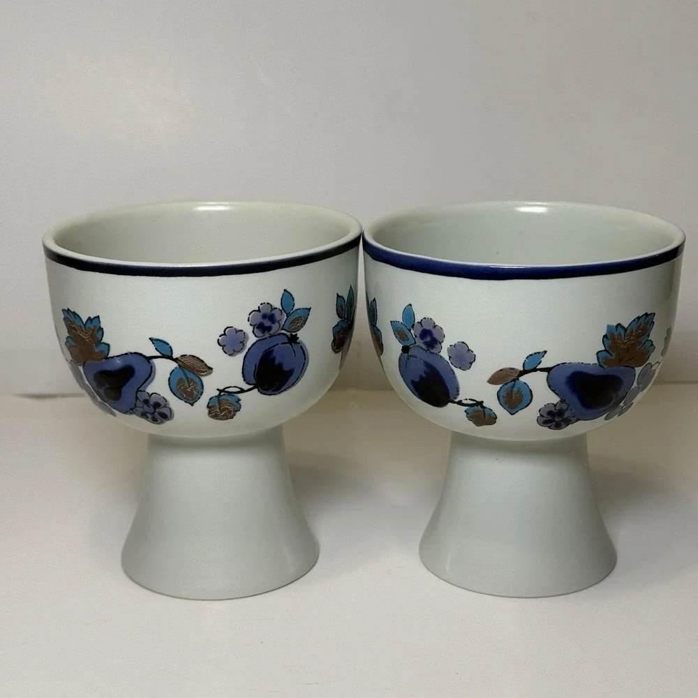 Royal Doulton Festival LS1010‎ Footed Bowls Set 2 Lambeth Stoneware England